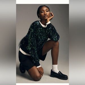 BY ANTHROPOLOGIE SEQUIN VELVET SWEATSHIRT